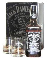 Jack Daniel's / Джек Дэниэлс, с 2 стаканами в металлической коробке